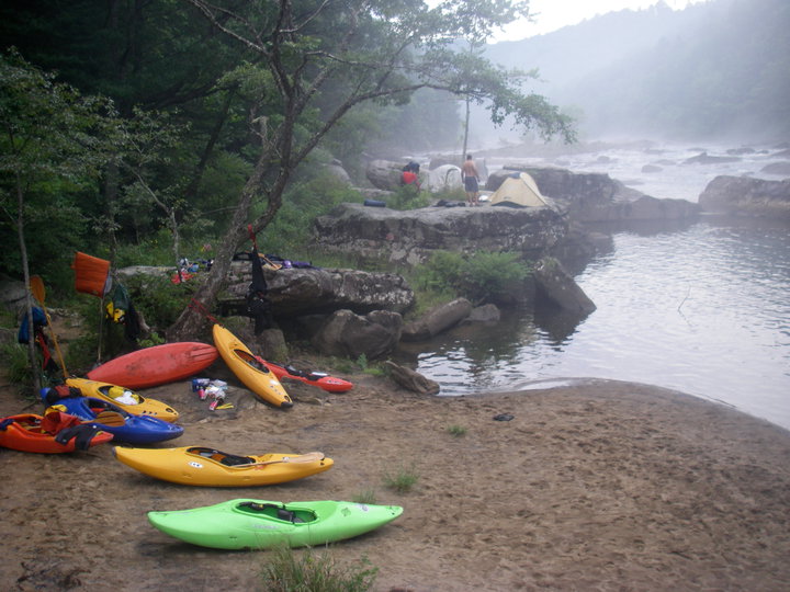 Camping near the confluence of the Meadow and the Gauley Rivers in West Virginia.
