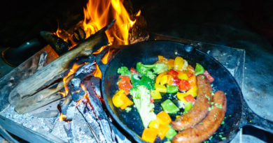 Cooking with the cast-iron skillet on a Grand Canyon self-support kayak trip.