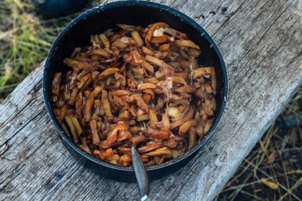 Poutine on the Stikine -- some people think it's worth the sacrifice to eat better than Mountain House even on the hardest rivers. I'm inclined to agree!