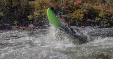 A paddler boofing on the Lower Gauley. Photo Jeff Macklin.