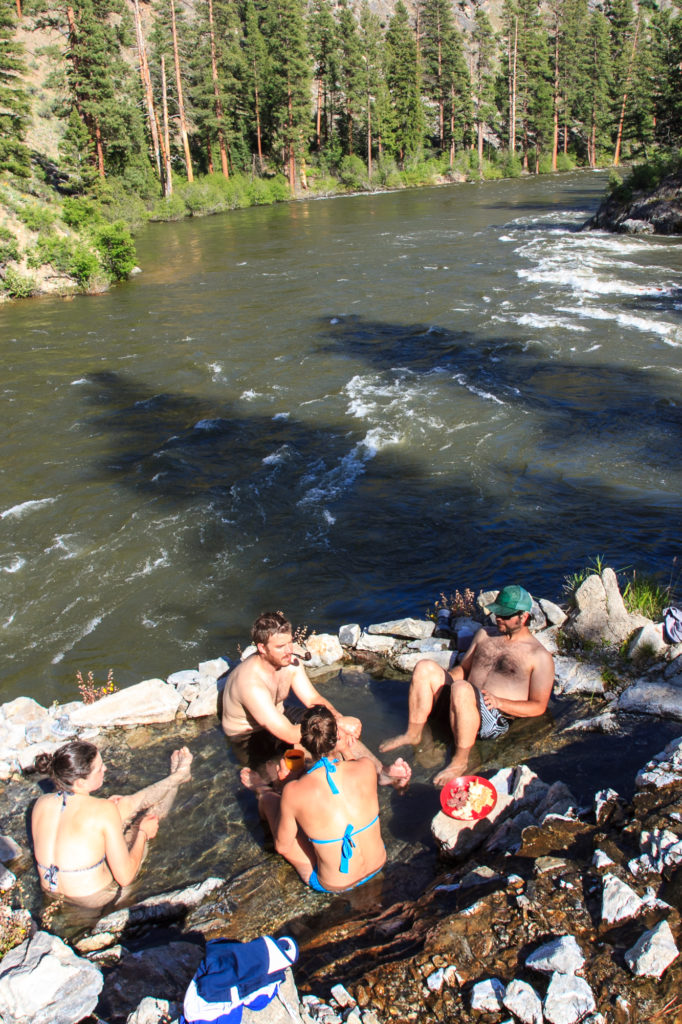 Pro lifestyler Jo Kemper teaching the rest of us the ways of the apéritif with some charcuterie on a Middle Fork Salmon self-support trip.