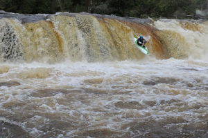 Art Barket paddles High Falls on the Shavers Fork of the Cheat. Photo Abed Borsa.