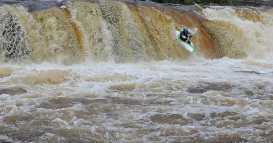 Art Barket paddles High Falls on the Shavers Fork of the Cheat. Photo Abed Borsa.