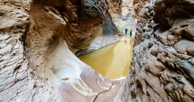 Seth Swallen and Jackie Selevan in the narrows at North Canyon, a great stop on day 1 or 2.