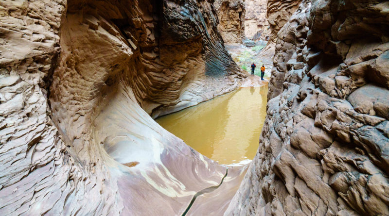 Seth Swallen and Jackie Selevan in the narrows at North Canyon, a great stop on day 1 or 2.