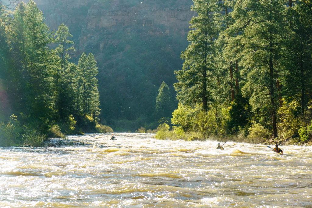 Sunset paddling during the 2017 high flow release on the Lower Dolores.