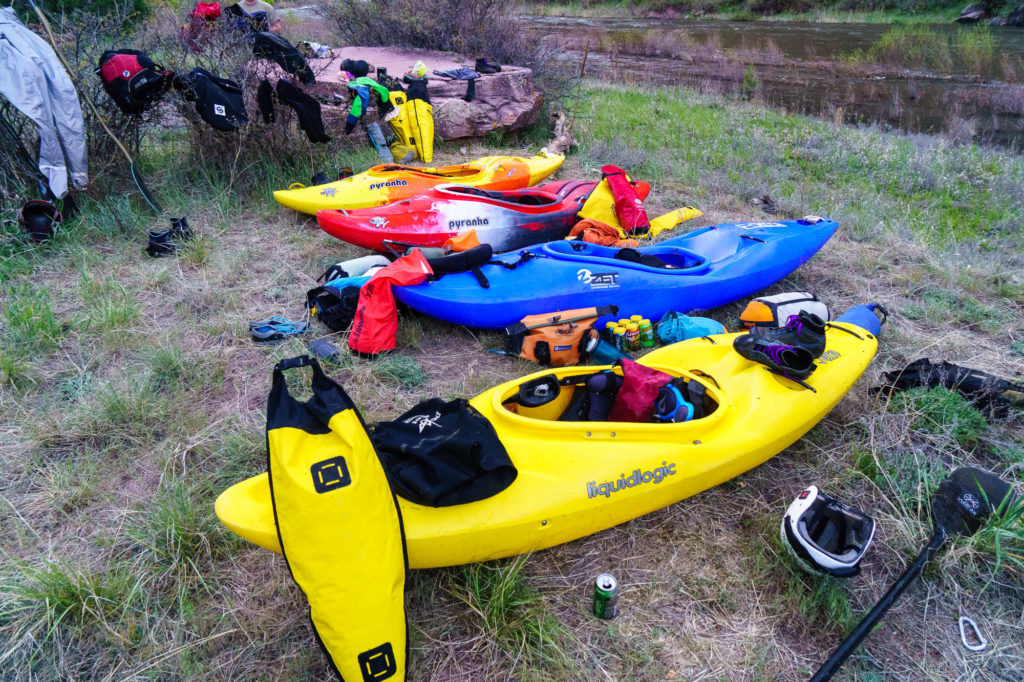 Boats, drybags, and beer -- critical ingredients for a kayak self-support.