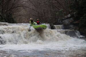 Rafting the waterfall on the Laurel Fork of the Cheat. Photo by Art Barket.