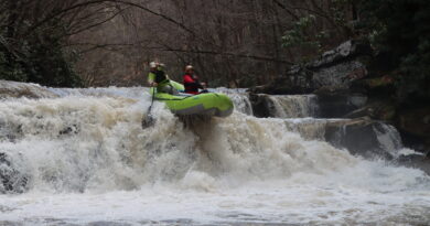 Rafting the waterfall on the Laurel Fork of the Cheat. Photo by Art Barket.