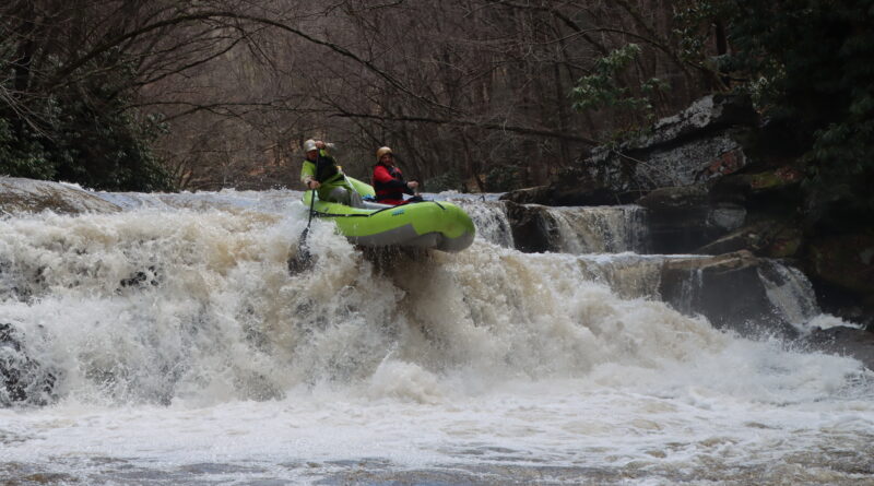 Rafting the waterfall on the Laurel Fork of the Cheat. Photo by Art Barket.